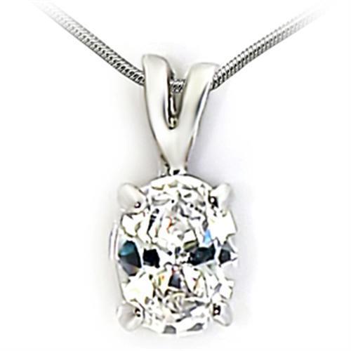 03922 - Brass Pendant Rhodium Women AAA Grade CZ Clear