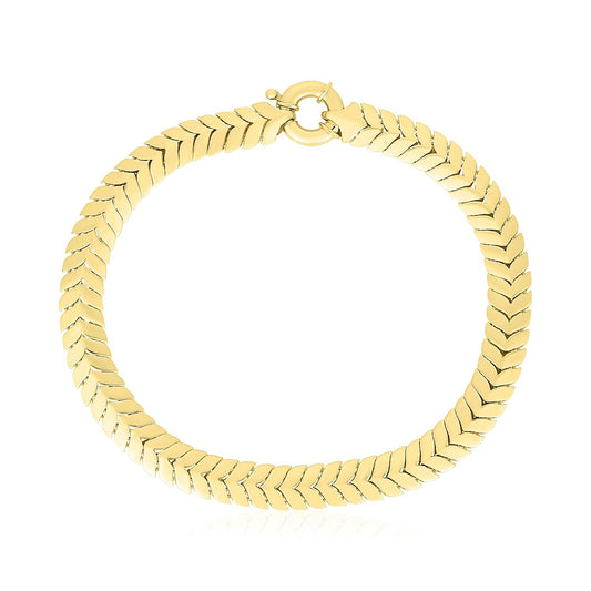 Size: 7.5'' - 14k Yellow Gold High Polish Chevron Link Bracelet (6mm)