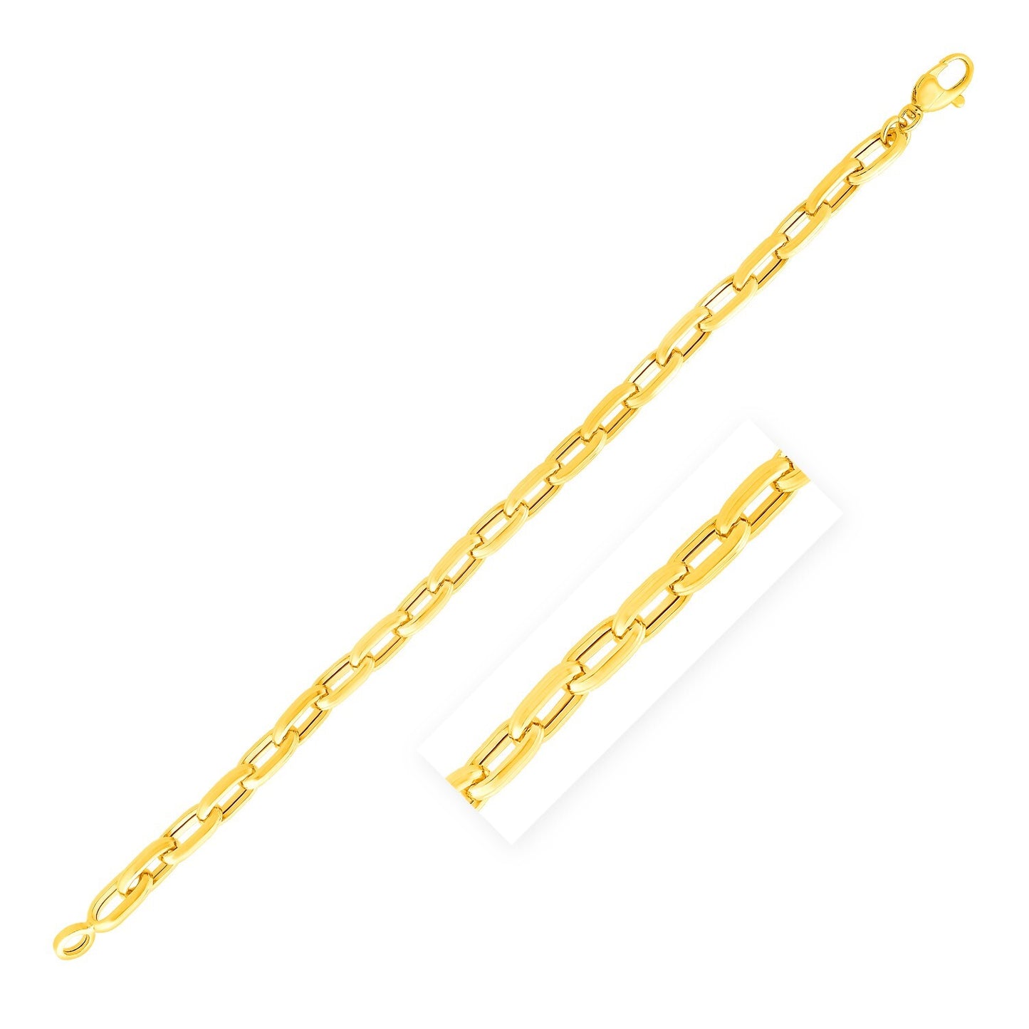 Size: 8.5'' - 14k Yellow Gold 8 1/2 inch Mens Paperclip Chain Bracelet