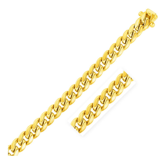 Size: 8.5'' - 10.5mm 14k Yellow Gold Semi Solid Miami Cuban Bracelet