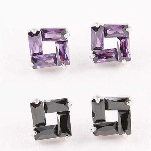 Color: Purple Baguettes - Four Season Earrings - A reason to Love each Season