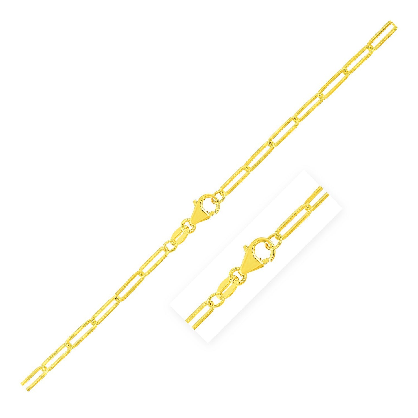 Size: 7'' - 14K Yellow Gold Paperclip Bracelet (2.5mm)