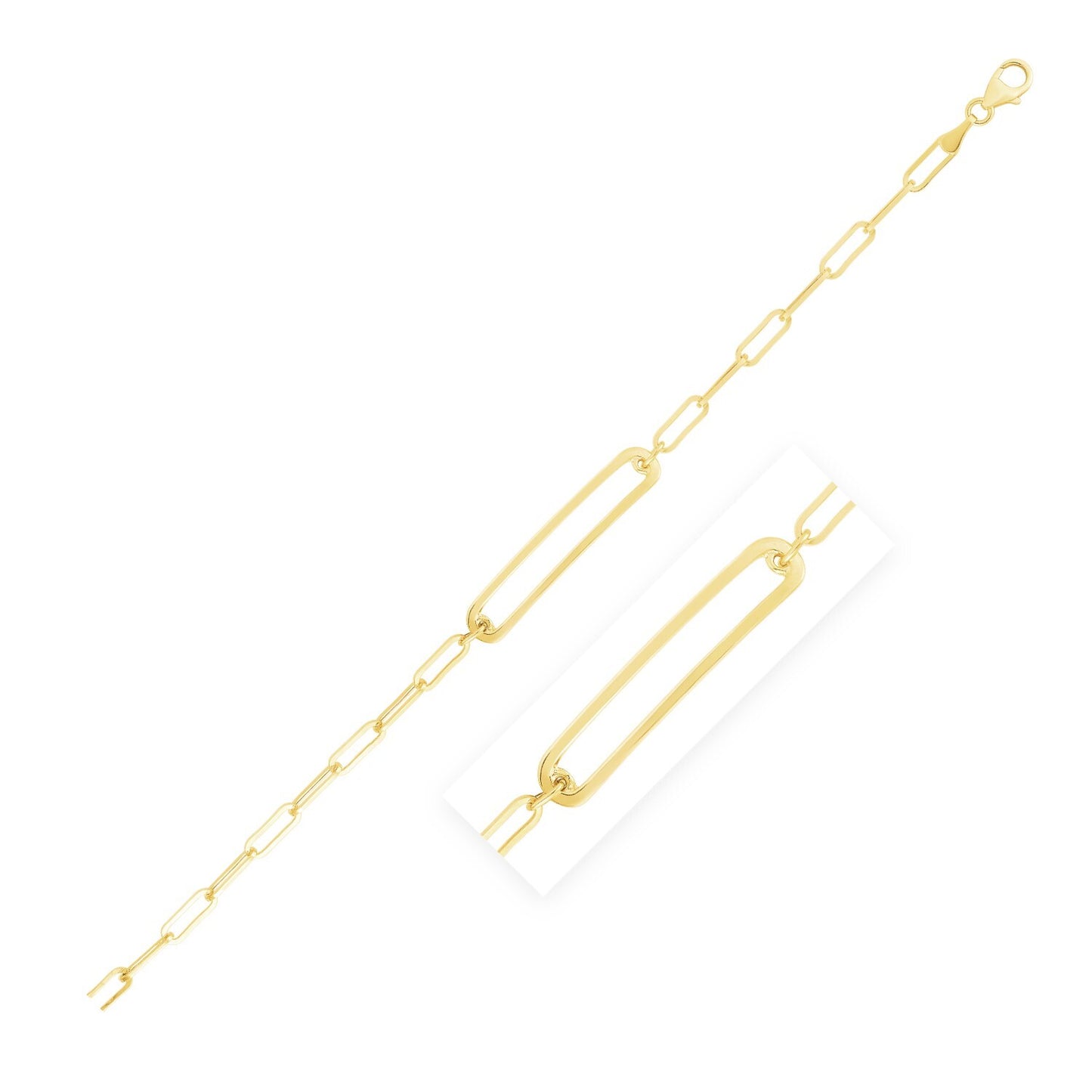 Size: 7'' - 14k Yellow Gold High Polish Open Curved Paperclip Bracelet