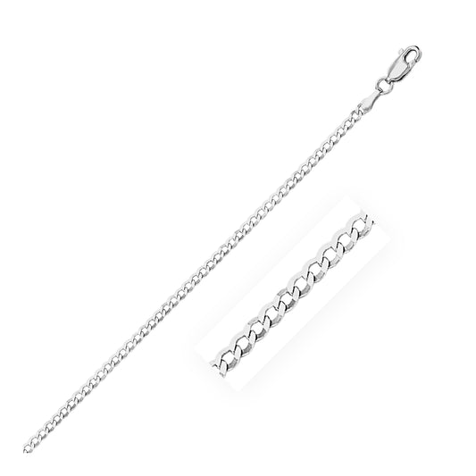 Size: 10'' - 2.6mm 14k White Gold Curb Link Anklet