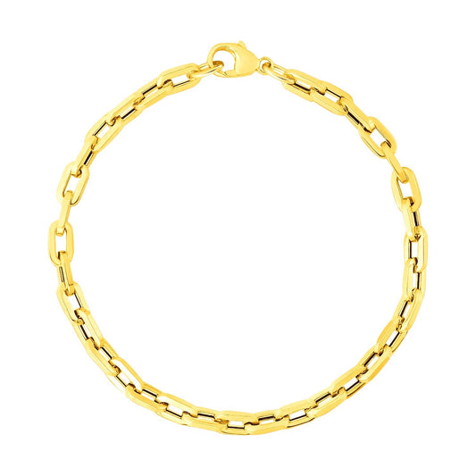 Size: 7.5'' - 14k Yellow Gold 7 1/2 inch Paperclip Chain Bracelet with Three Diamond Links