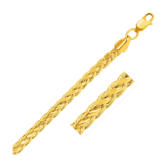 Size: 8.75'' - 5.2mm 14k Yellow Gold Diamond Cut Round Franco Bracelet