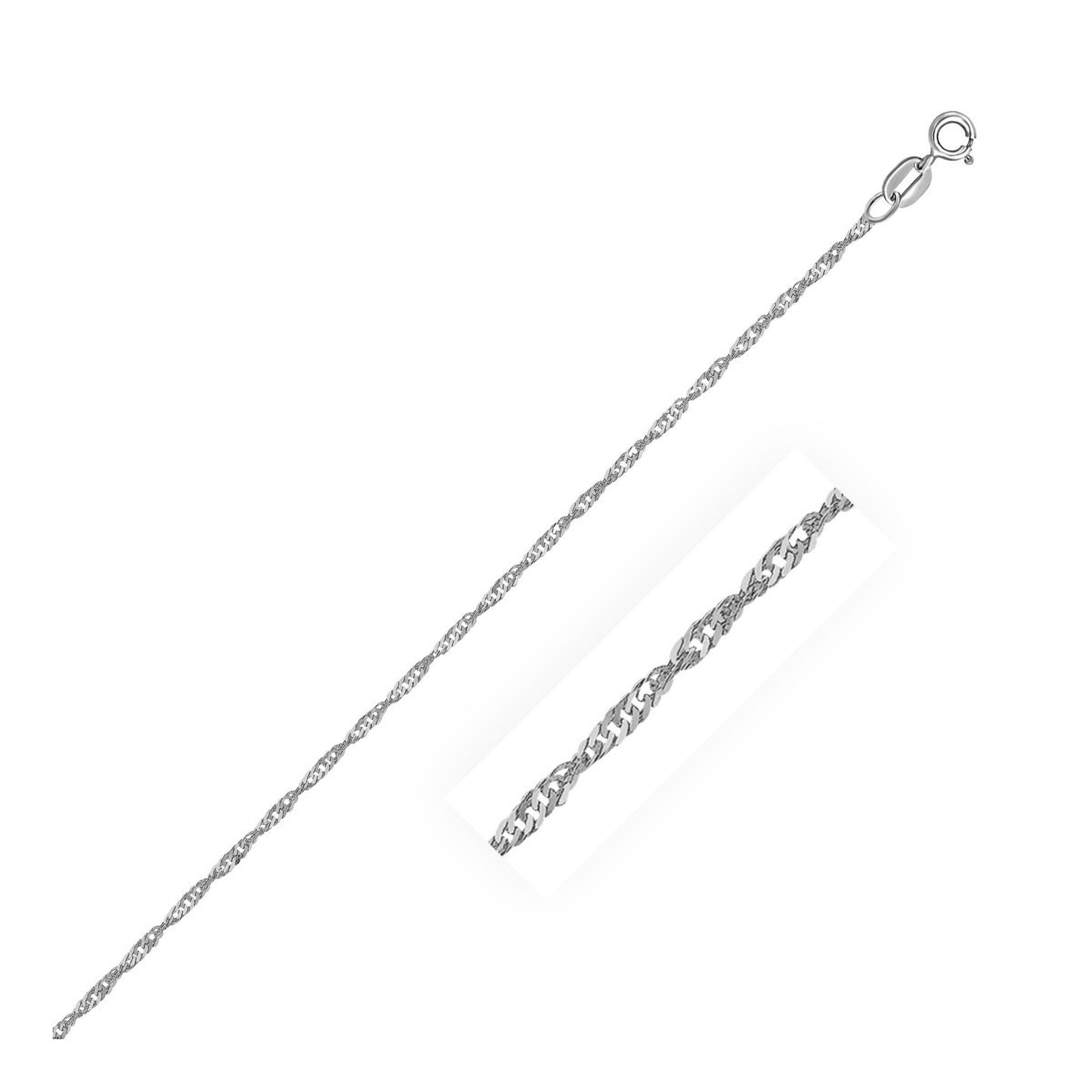 Size: 10'' - 10k White Gold Singapore Anklet 1.5mm