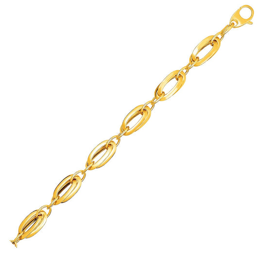 Size: 7.5'' - 14k Yellow Gold Bracelet with Long Double Oval Links