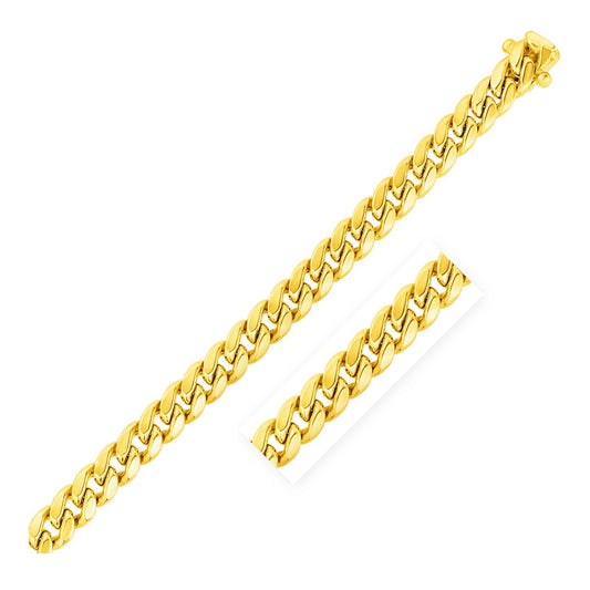 Size: 8.5'' - 9.0mm 14k Yellow Gold Semi Solid Miami Cuban Bracelet