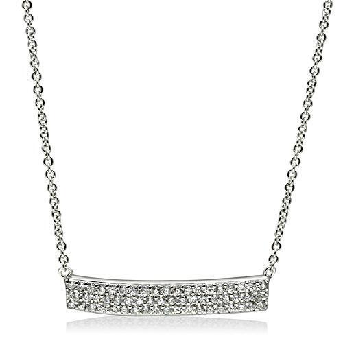 3W079 - Rhodium Brass Necklace with AAA Grade CZ  in Clear