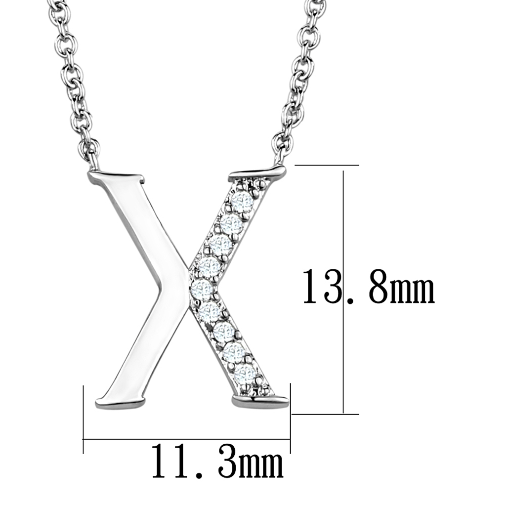 3W1030 - Rhodium Brass Chain Pendant with AAA Grade CZ  in Clear