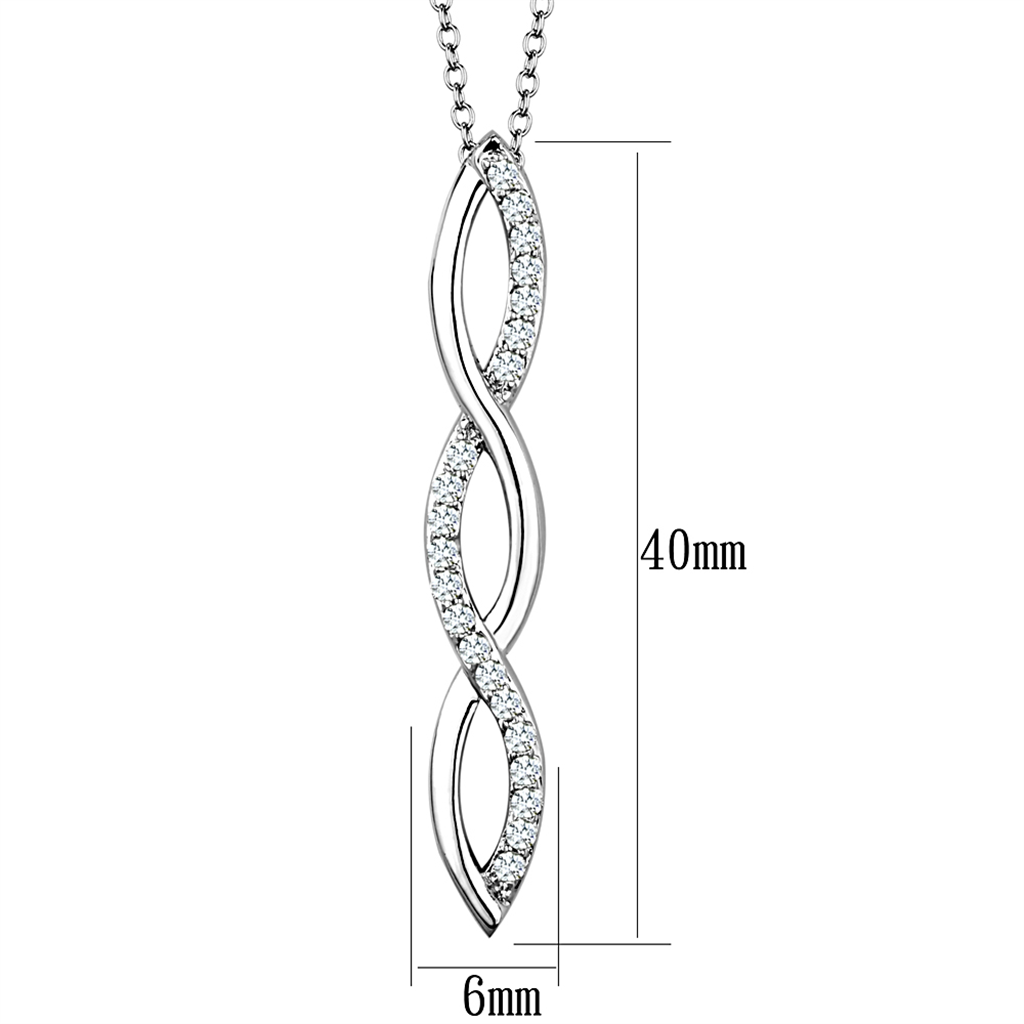 3W1039 - Rhodium Brass Chain Pendant with AAA Grade CZ  in Clear