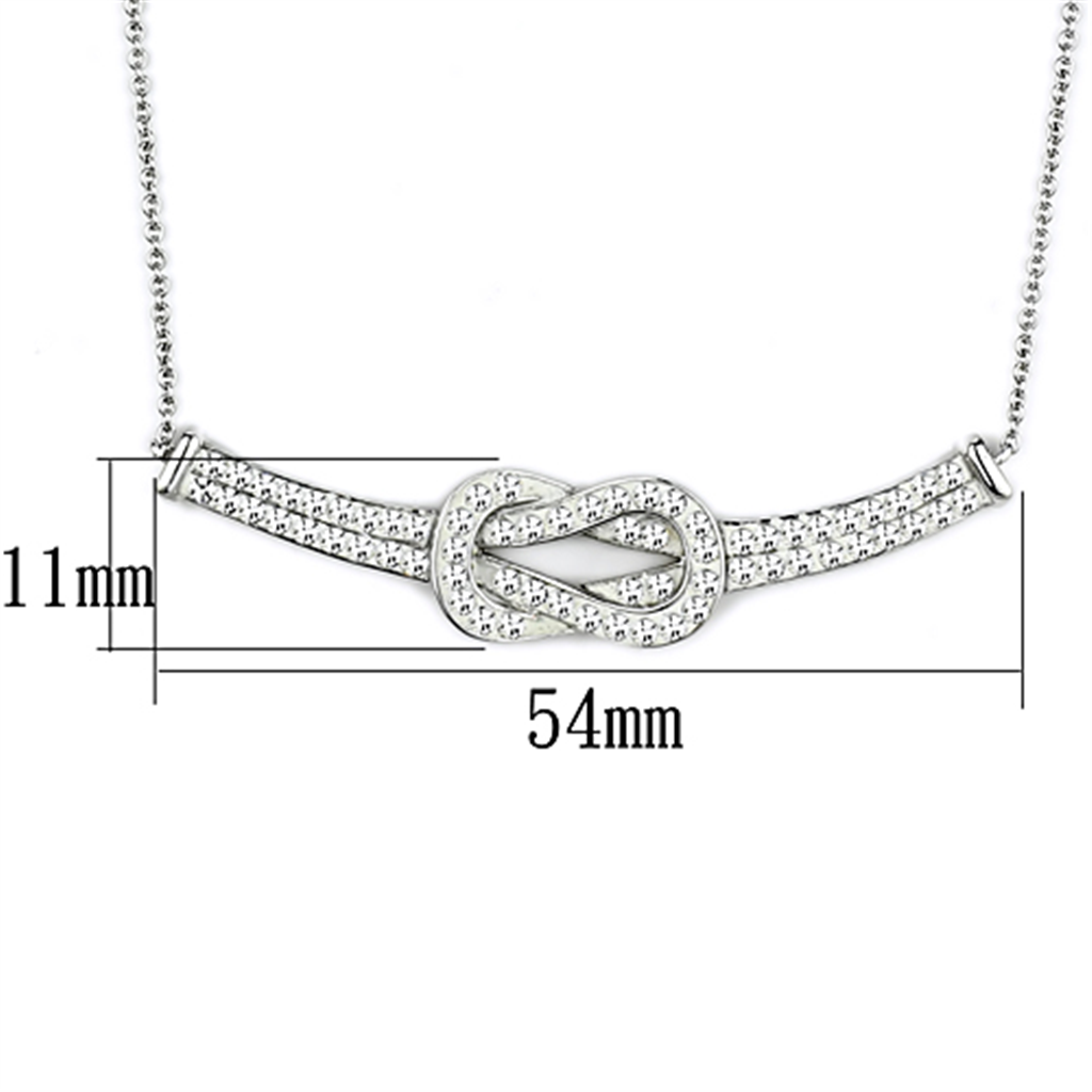 3W406 - Rhodium Brass Necklace with Top Grade Crystal  in Clear