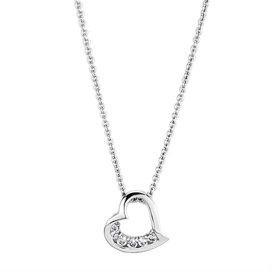 3W410 - Rhodium Brass Necklace with AAA Grade CZ  in Clear