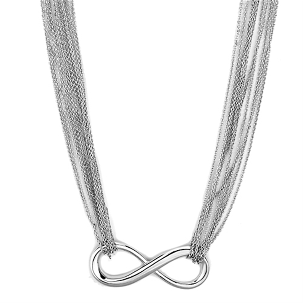 3W412 - Rhodium Brass Necklace with No Stone