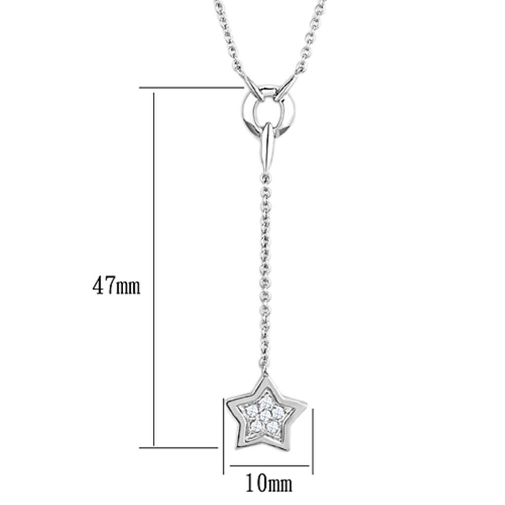 3W426 - Rhodium Brass Necklace with AAA Grade CZ  in Clear