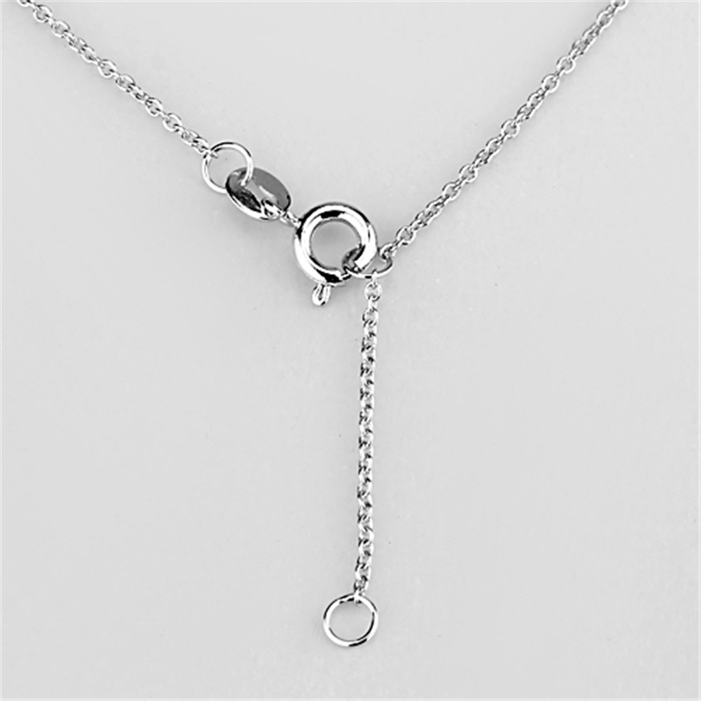 3W427 - Rhodium Brass Necklace with AAA Grade CZ  in Clear