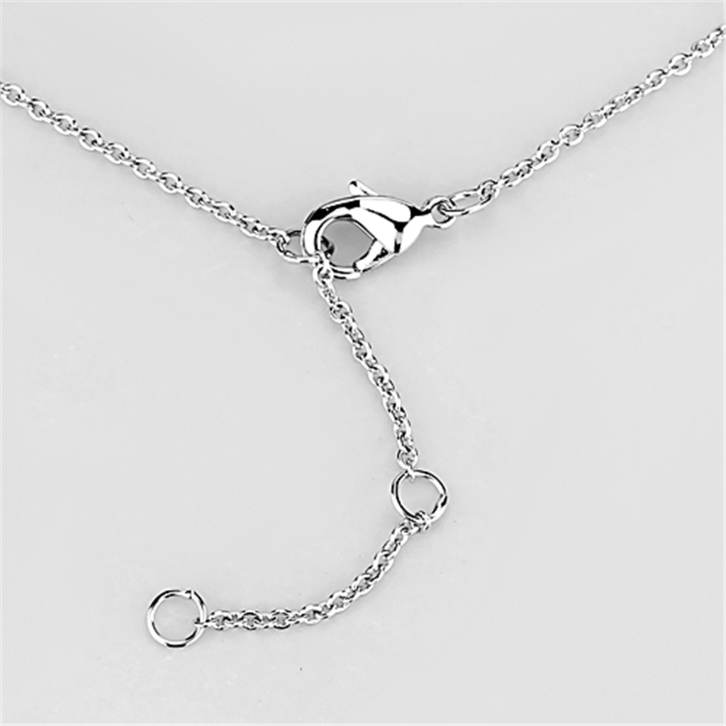 3W432 - Rhodium Brass Necklace with AAA Grade CZ  in Clear