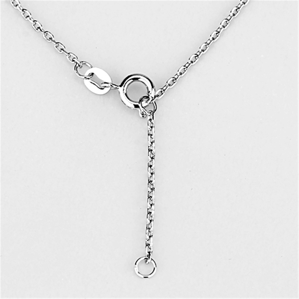 3W433 - Rhodium Brass Necklace with AAA Grade CZ  in Clear