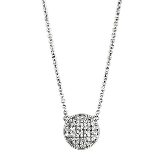 3W437 - Rhodium Brass Necklace with AAA Grade CZ  in Clear