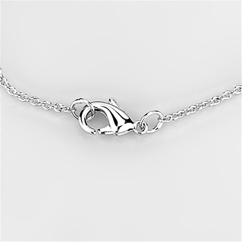 3W437 - Rhodium Brass Necklace with AAA Grade CZ  in Clear