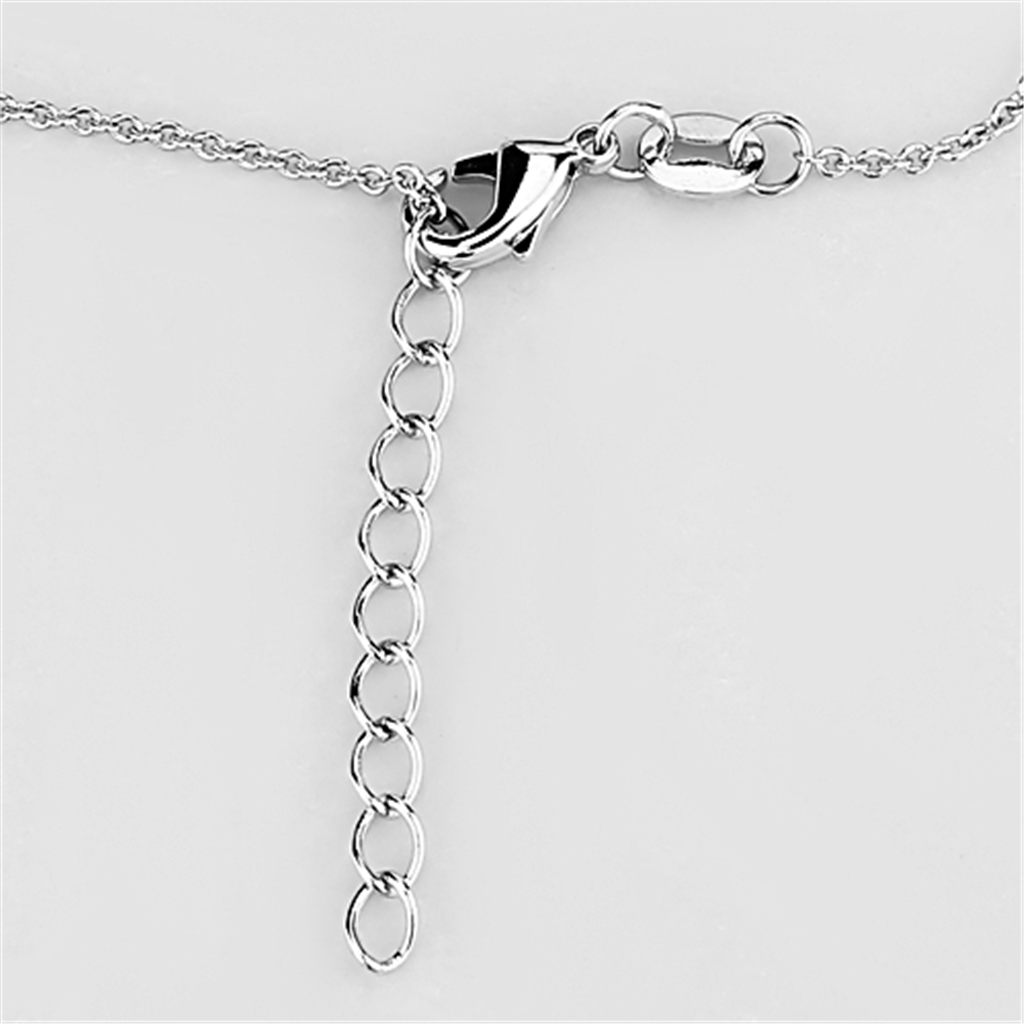 3W449 - Rhodium Brass Necklace with AAA Grade CZ  in Clear