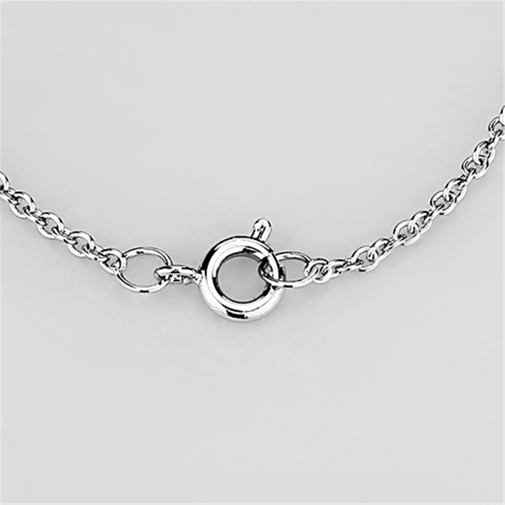 3W453 - Rhodium Brass Necklace with AAA Grade CZ  in Clear