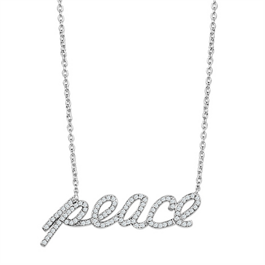 3W457 - Rhodium Brass Necklace with AAA Grade CZ  in Clear