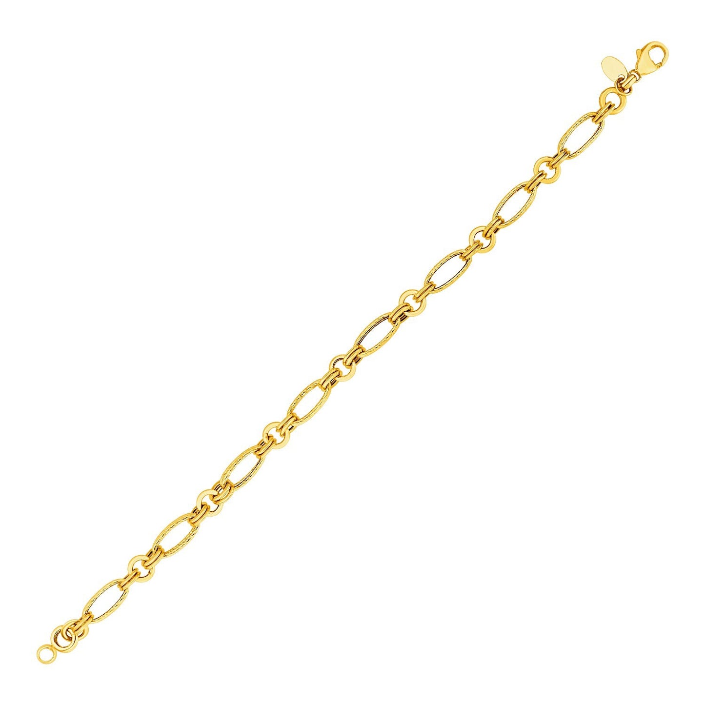 Size: 7.5'' - 14k Yellow Gold Twisted and Polished Link Bracelet