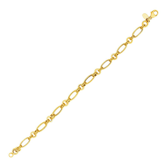 Size: 7.5'' - 14k Yellow Gold Twisted and Polished Link Bracelet