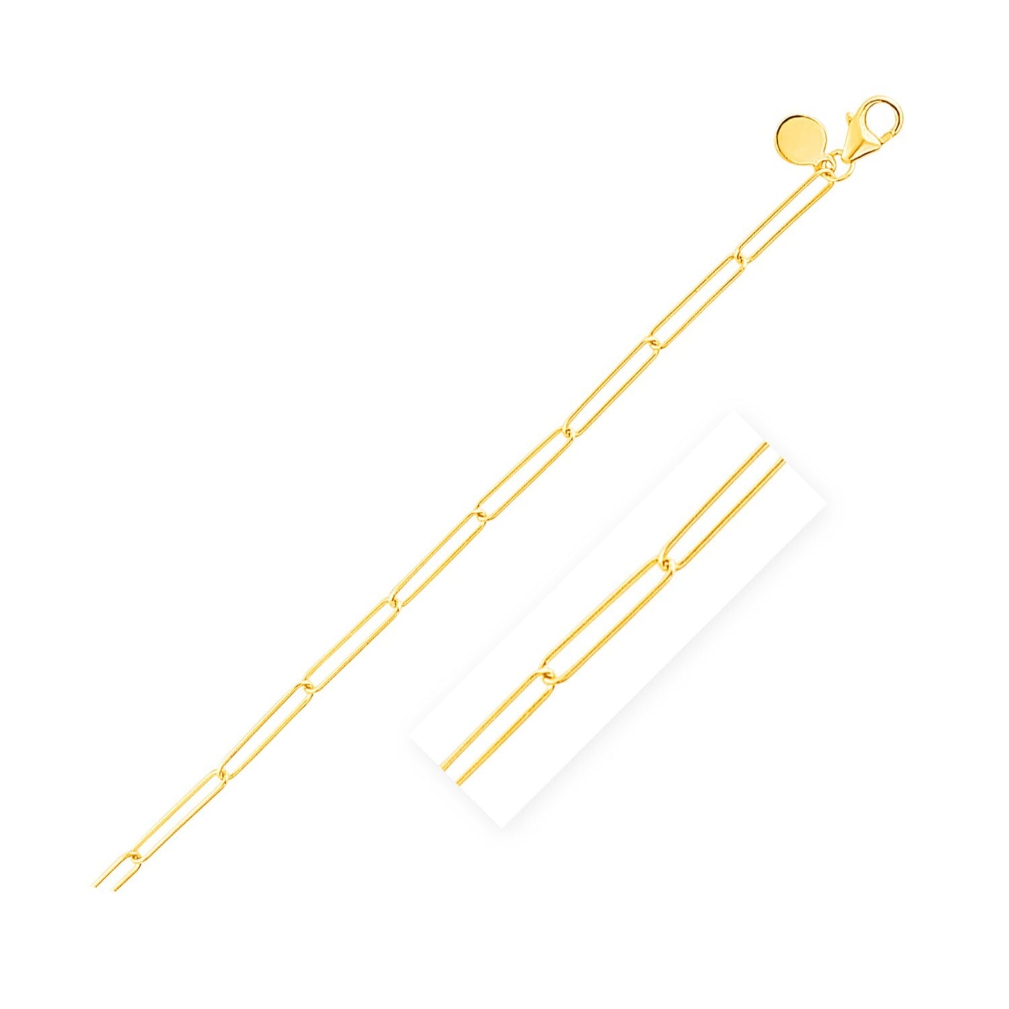 Size: 7'' - 14k Yellow Gold Wire Paperclip Bracelet (2.7mm)