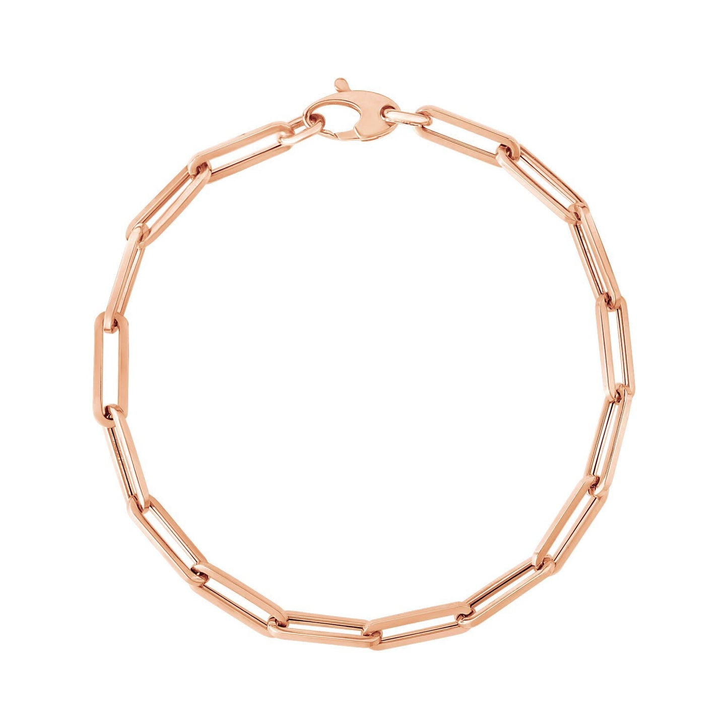 Size: 7.5'' - 14K Rose Gold Bold Paperclip Chain Bracelet