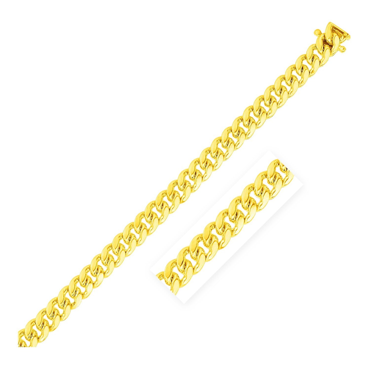 Size: 8.5'' - 7.0mm 14k Yellow Gold Classic Miami Cuban Solid Bracelet