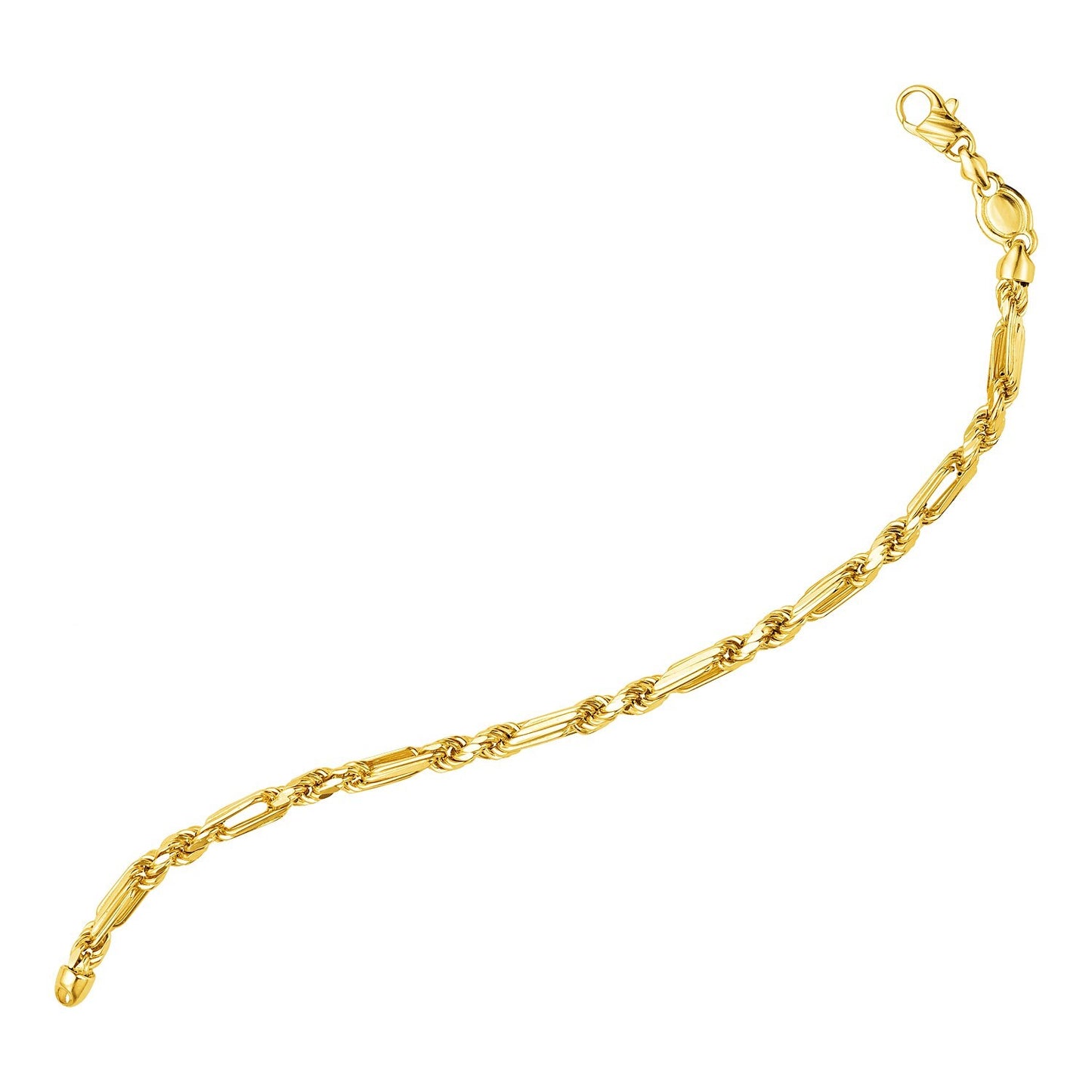 Size: 8.5'' - 14k Yellow Gold 8 1/2 inch Figaro Chain Bracelet