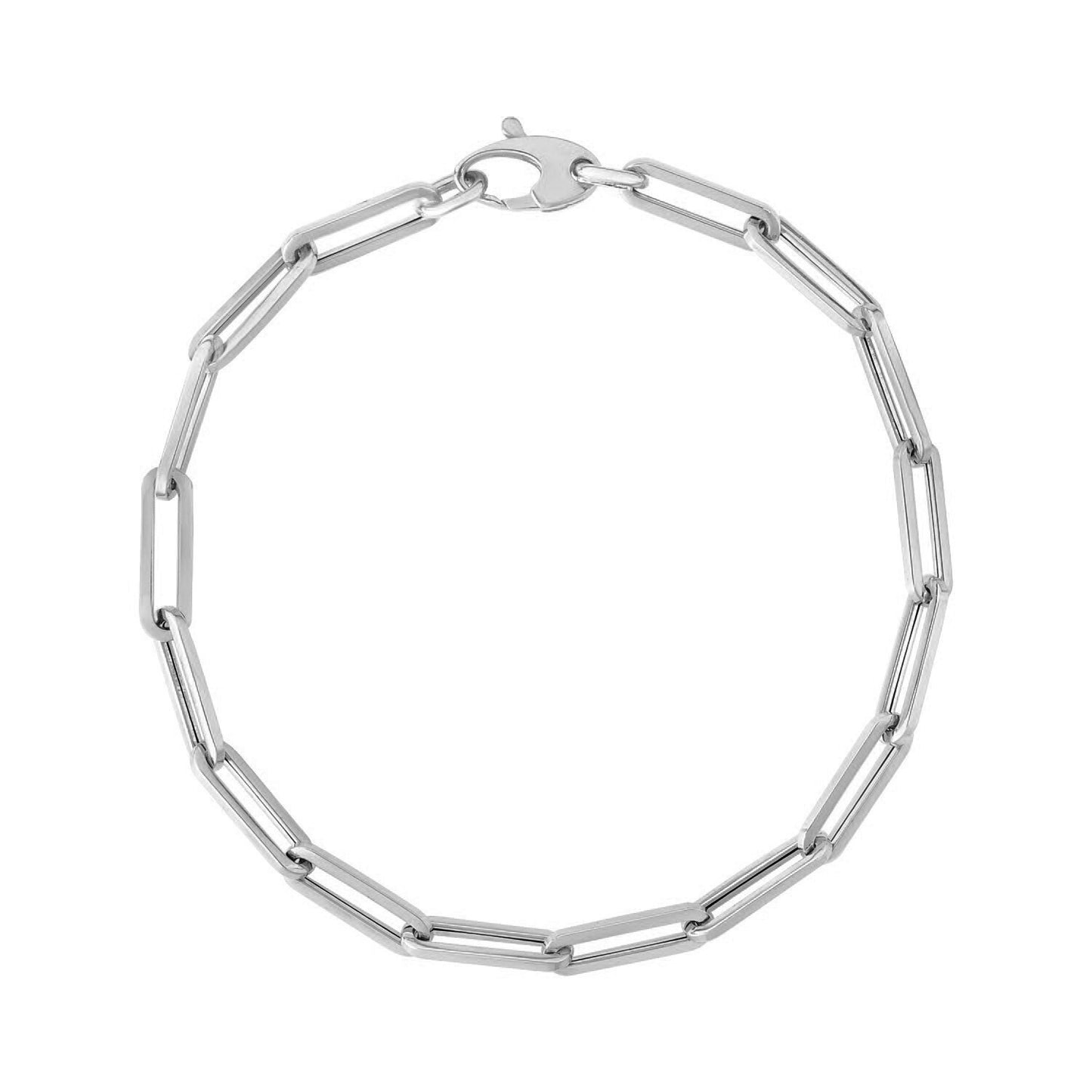 Size: 7.5'' - 14K White Gold Bold Paperclip Chain Bracelet