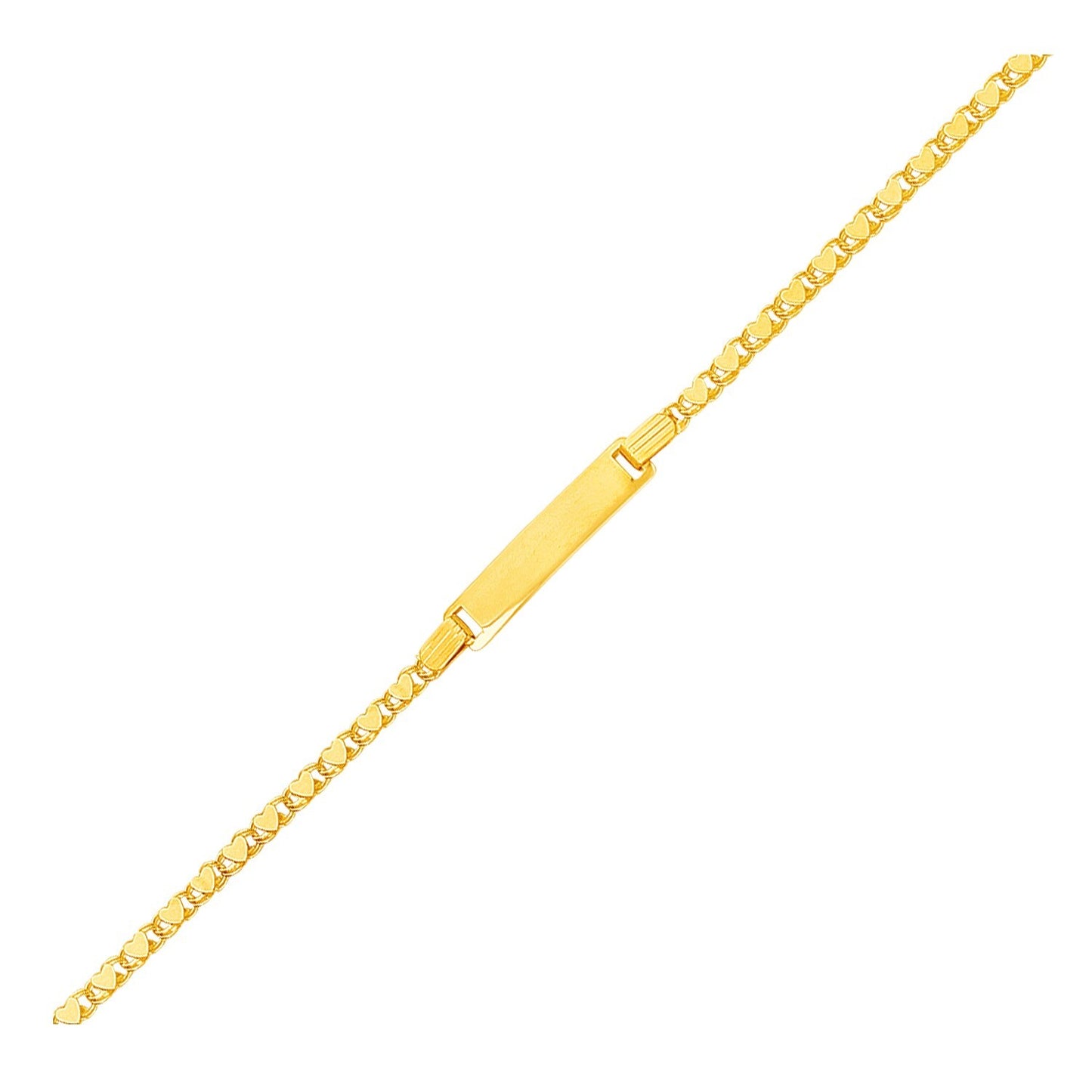 Size: 6'' - 14k Yellow Gold Childrens Heart Link ID Bracelet