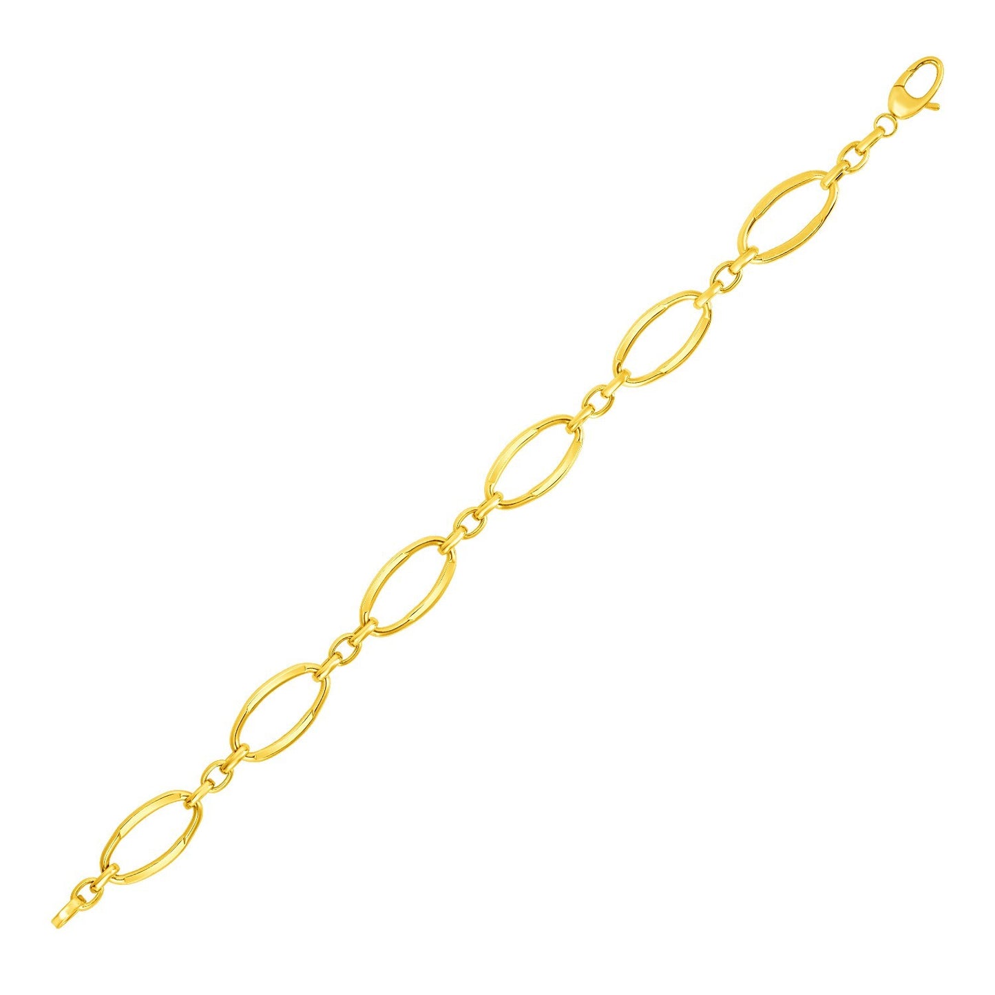 Size: 7.5'' - 14k Yellow Gold Bracelet with Polished Oval Links