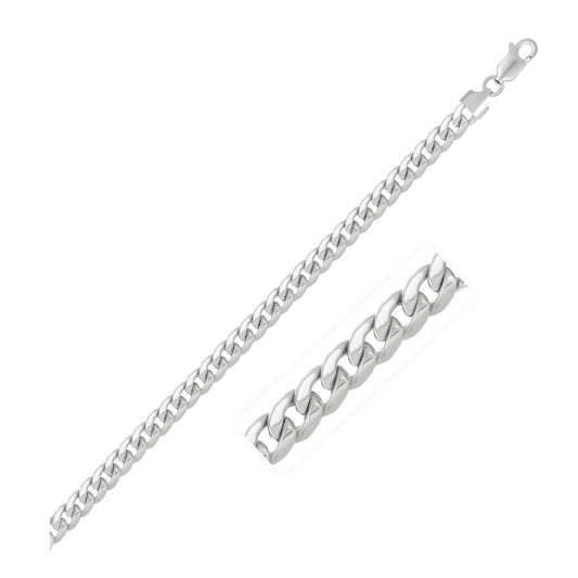 Size: 8.5'' - 5.5mm 14k White Gold Miami Cuban Semi Solid Bracelet