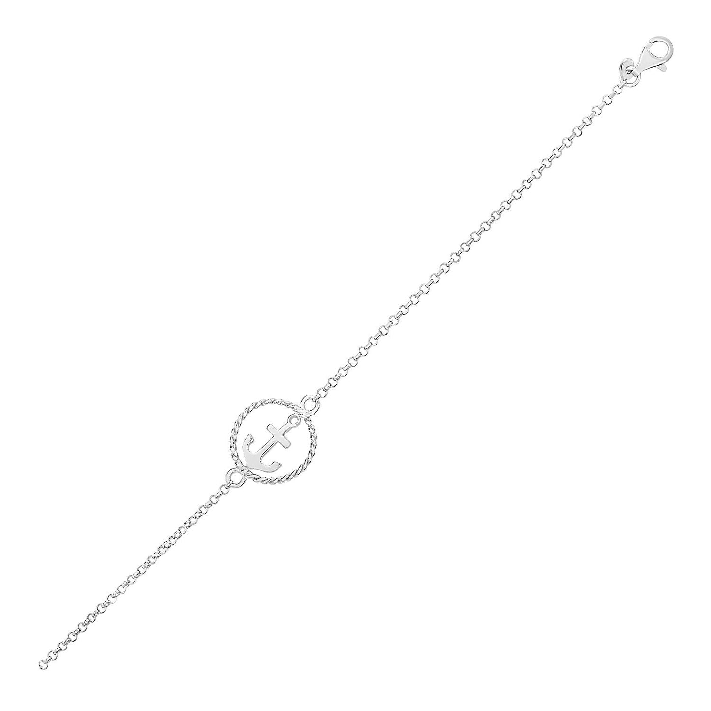 Size: 7.25'' - Sterling Silver Bracelet with Anchor