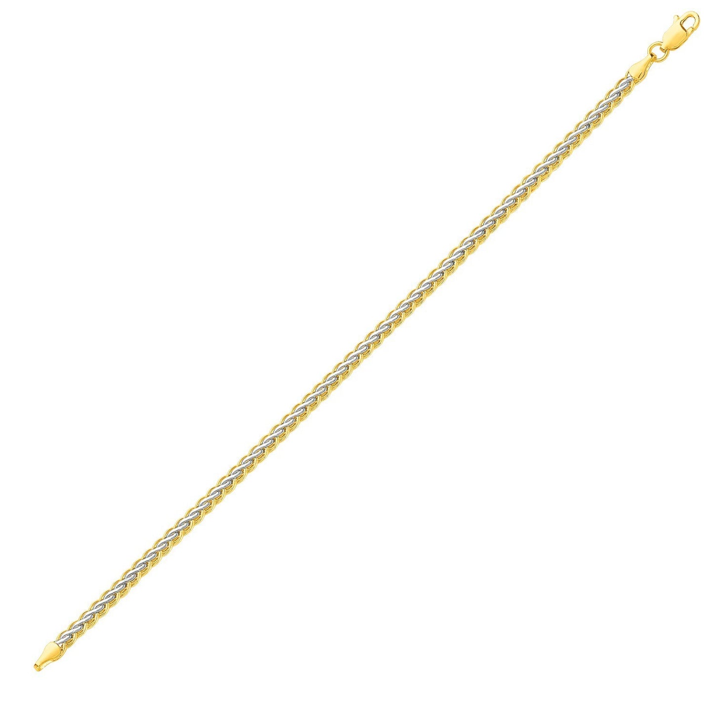 Size: 7.25'' - Two-Toned Fine Wheat Chain Bracelet in 10k Yellow and White Gold