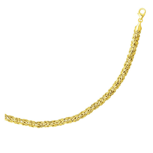 Size: 7.25'' - 14k Yellow Gold Byzantine Link Shiny Bracelet