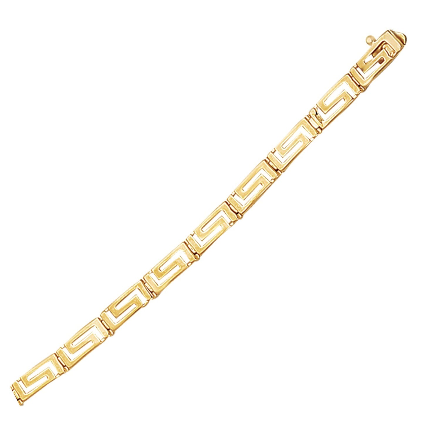 Size: 7.25'' - 14k Yellow Gold Greek Fret Design Fancy Bracelet