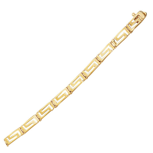 Size: 7.25'' - 14k Yellow Gold Greek Fret Design Fancy Bracelet