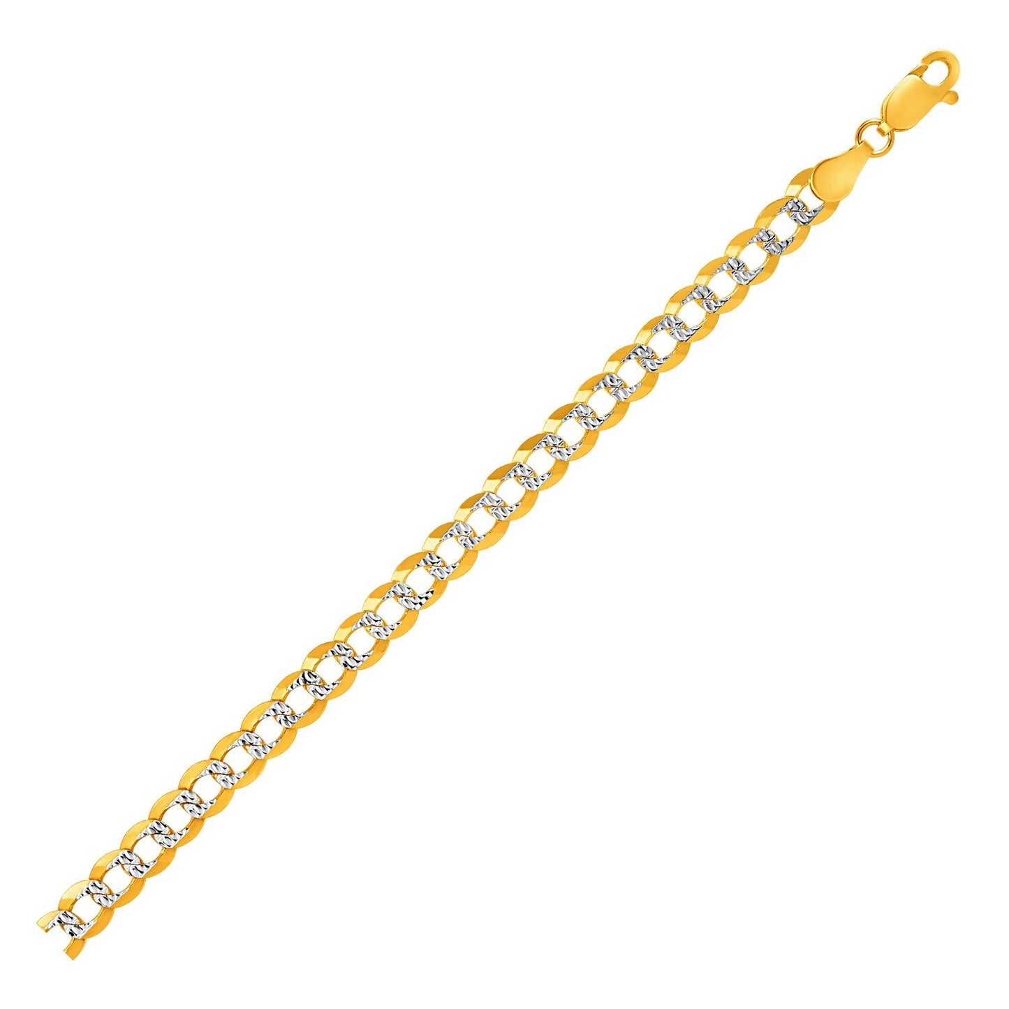 Size: 8.5'' - 5.7mm 14k Two Tone Gold Pave Curb Bracelet