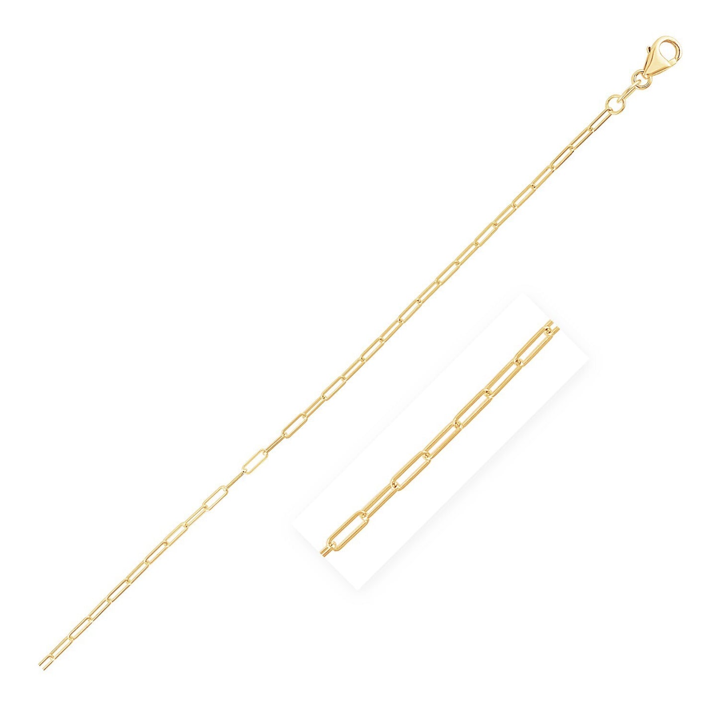 Size: 10'' - 14K Yellow Gold Fine Paperclip Anklet (1.5mm)