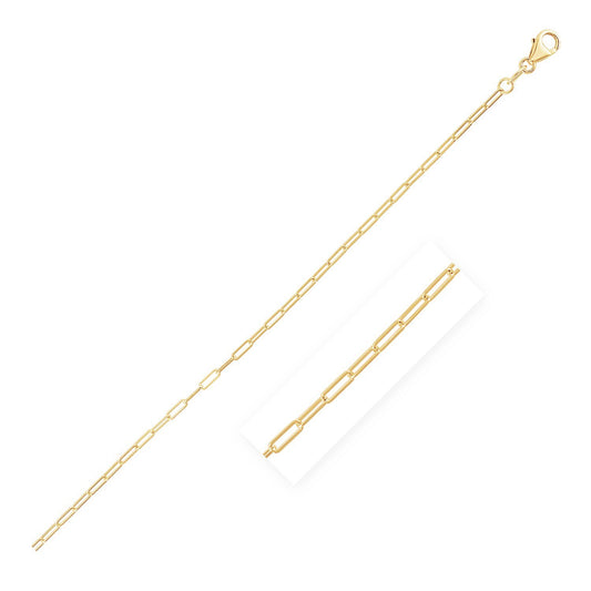 Size: 10'' - 14K Yellow Gold Fine Paperclip Anklet (1.5mm)