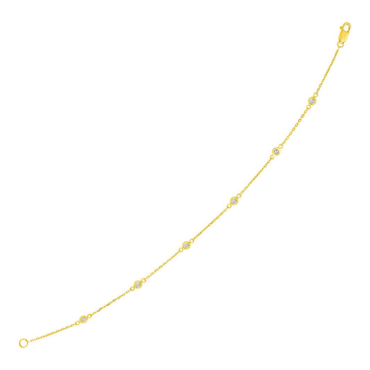 Size: 7'' - 14k Yellow Gold 7 inch Bracelet with Diamond Stations