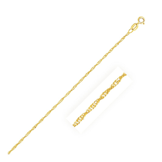 Size: 7'' - 10k Yellow Gold Singapore Bracelet 1.5mm