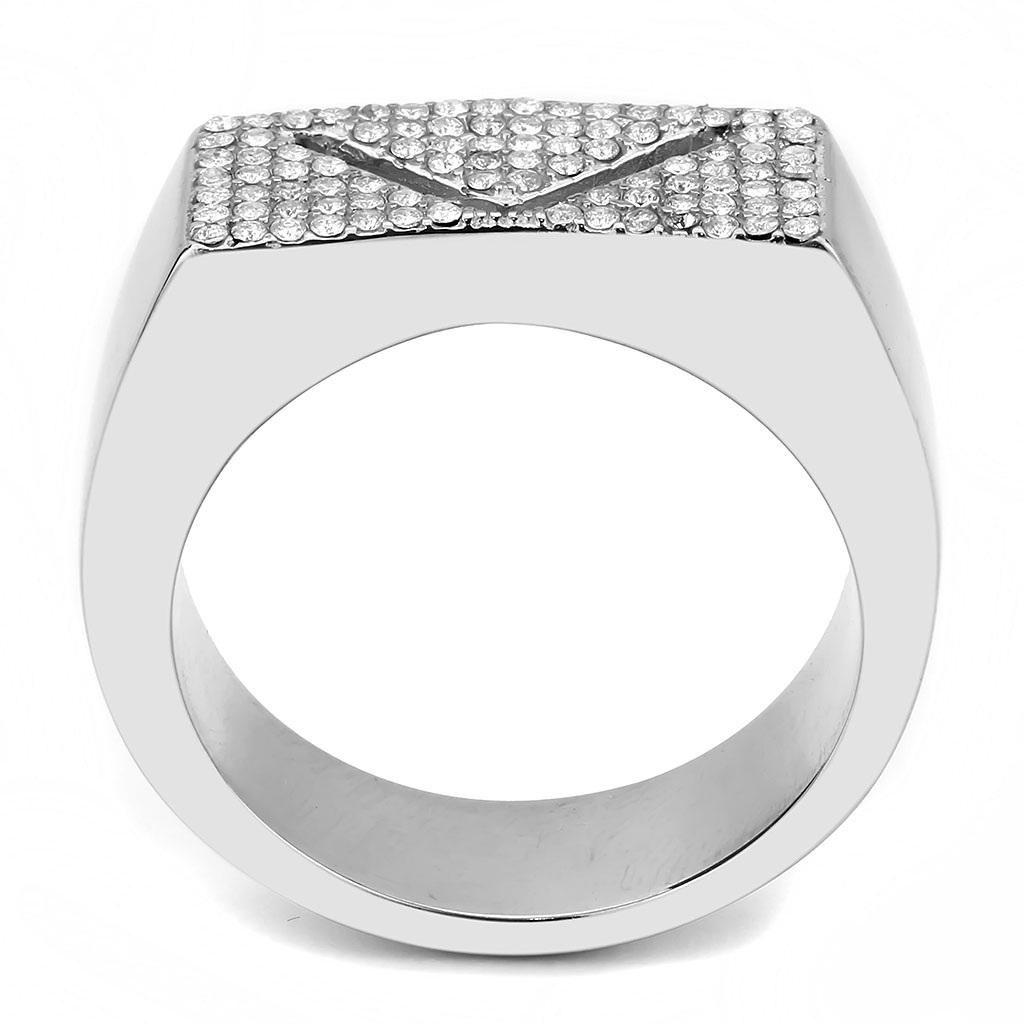 DA303 - No Plating Stainless Steel Ring with AAA Grade CZ  in Clear