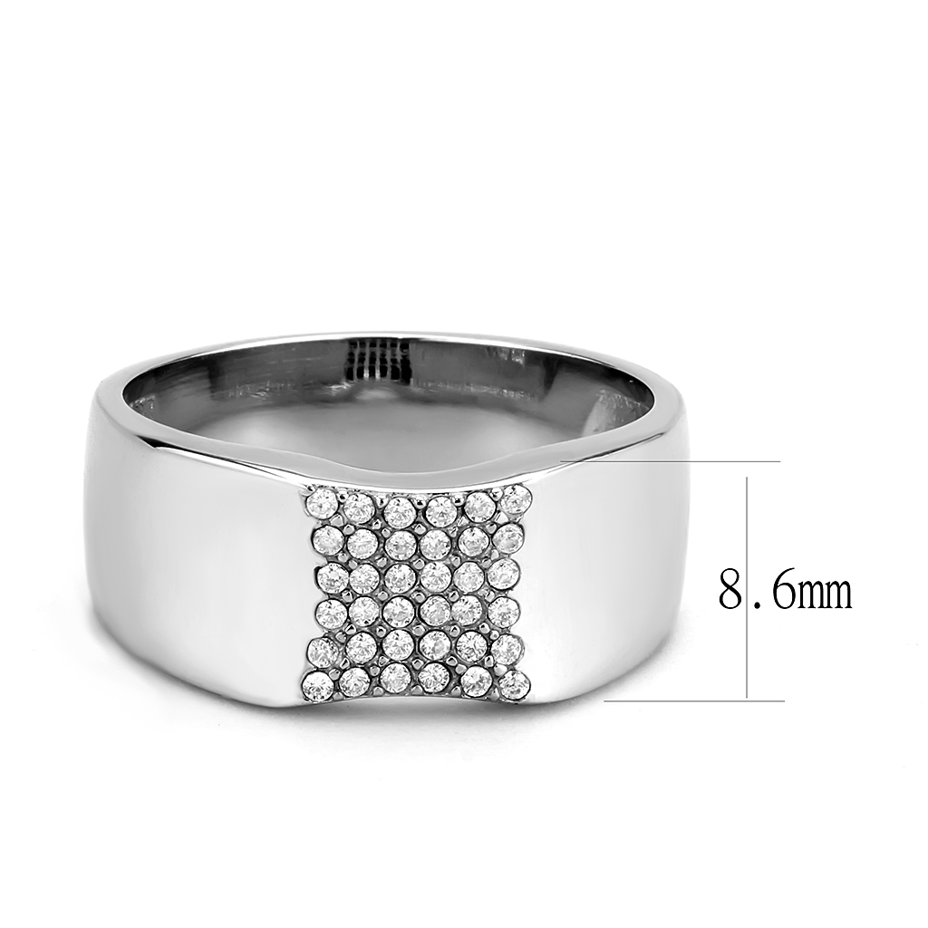 DA345 - No Plating Stainless Steel Ring with AAA Grade CZ  in Clear